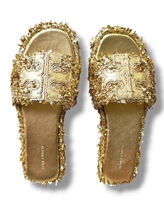 Tory Burch Shoes - NIB Tory Burch Double T Sport Slides Tinsel Gold Size 8 (NEW!)